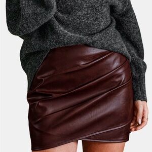 Cupshe Dark Brown Leather Mini Skirt